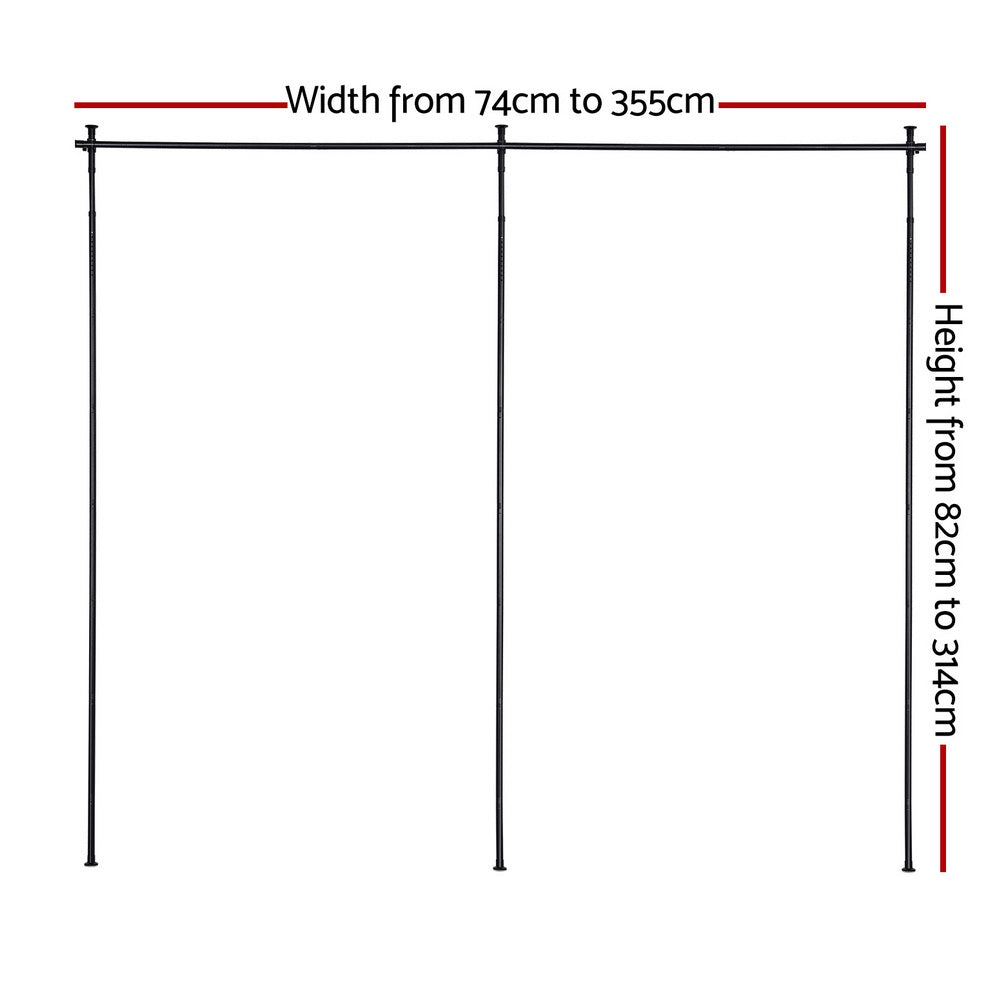 Artiss Room Divider Curtain Rod Extendable Black-1