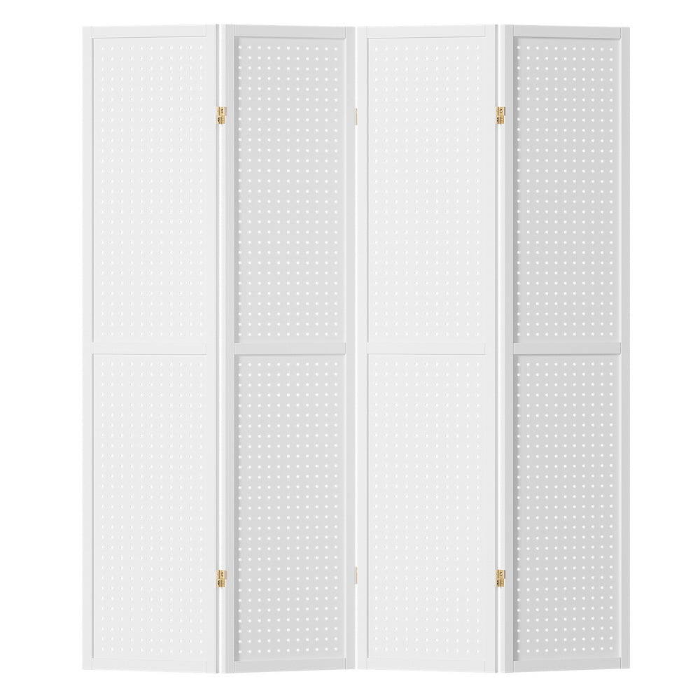 Artiss 4 Panel Room Divider Screen 164x170cm Pegboard White-0