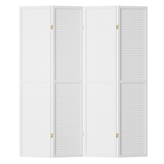 Artiss 4 Panel Room Divider Screen 164x170cm Pegboard White-0