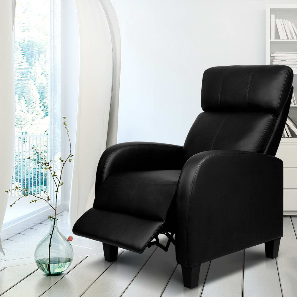 Artiss PU Leather Reclining Armchair - Black-7