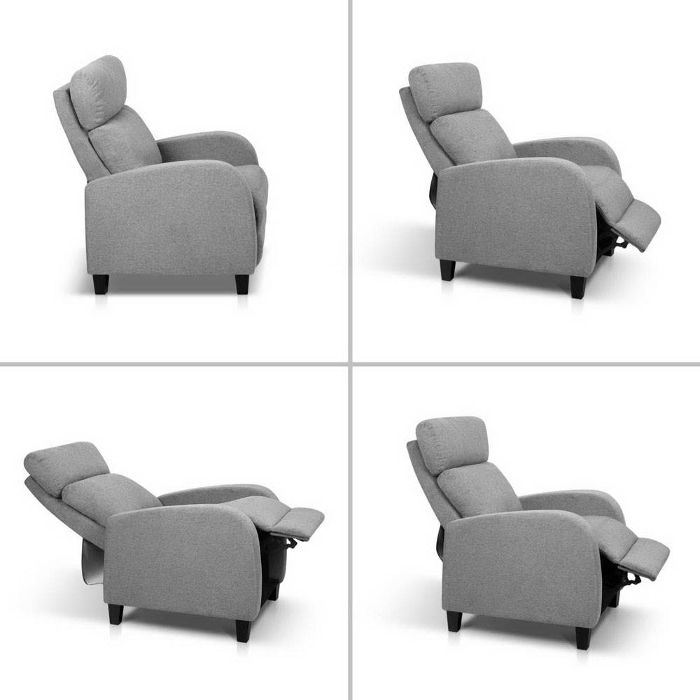 Artiss Fabric Reclining Armchair - Grey-4