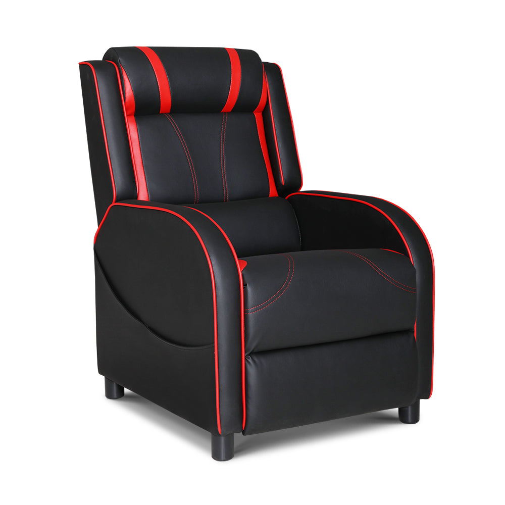 Artiss Recliner Chair Gaming Chair Leather Black Serik-0