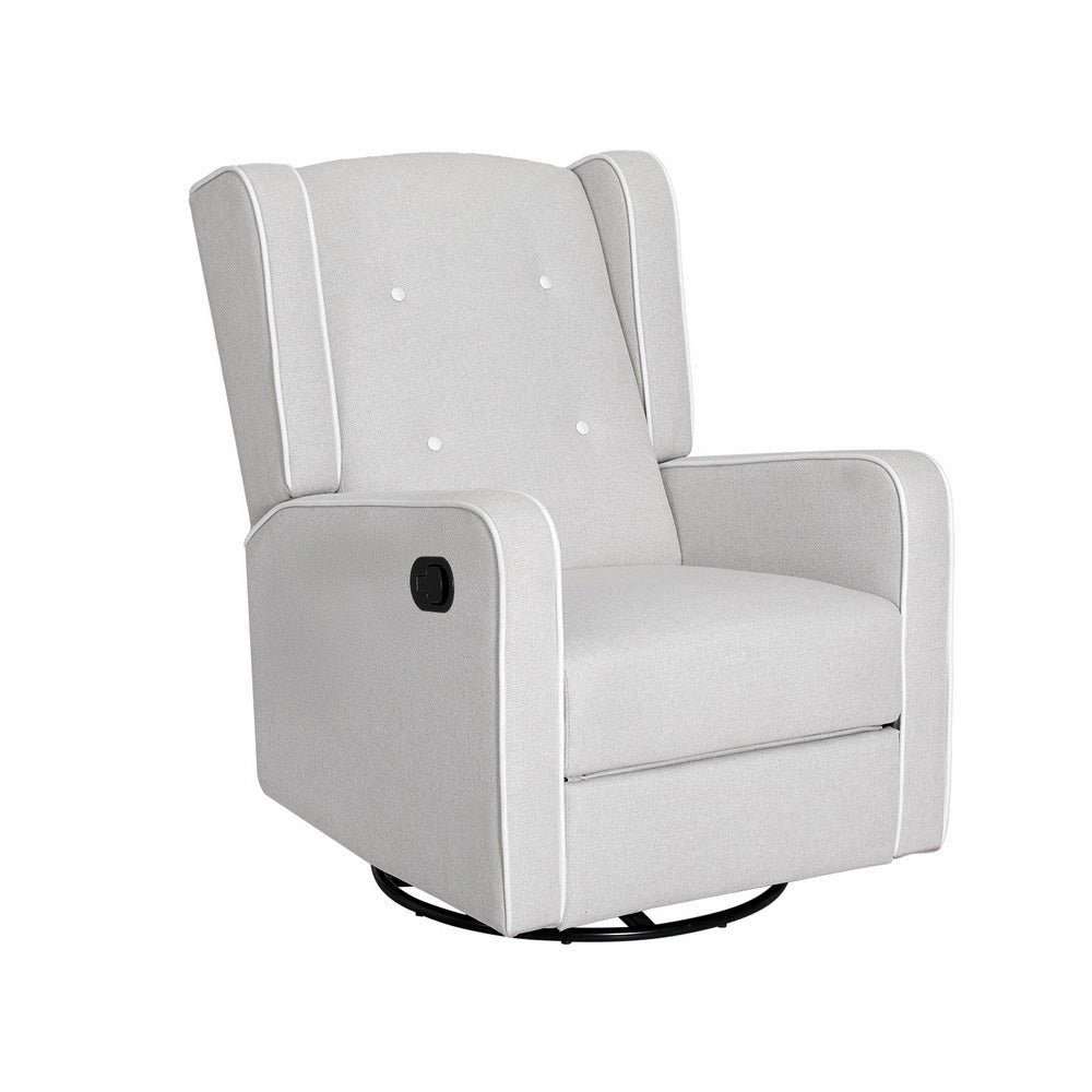 Artiss Recliner Armchair 360� Swivel Grey Fabric-2