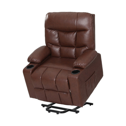 Artiss Recliner Chair Lift Assist Heated Massage Chair Leather Claude-0