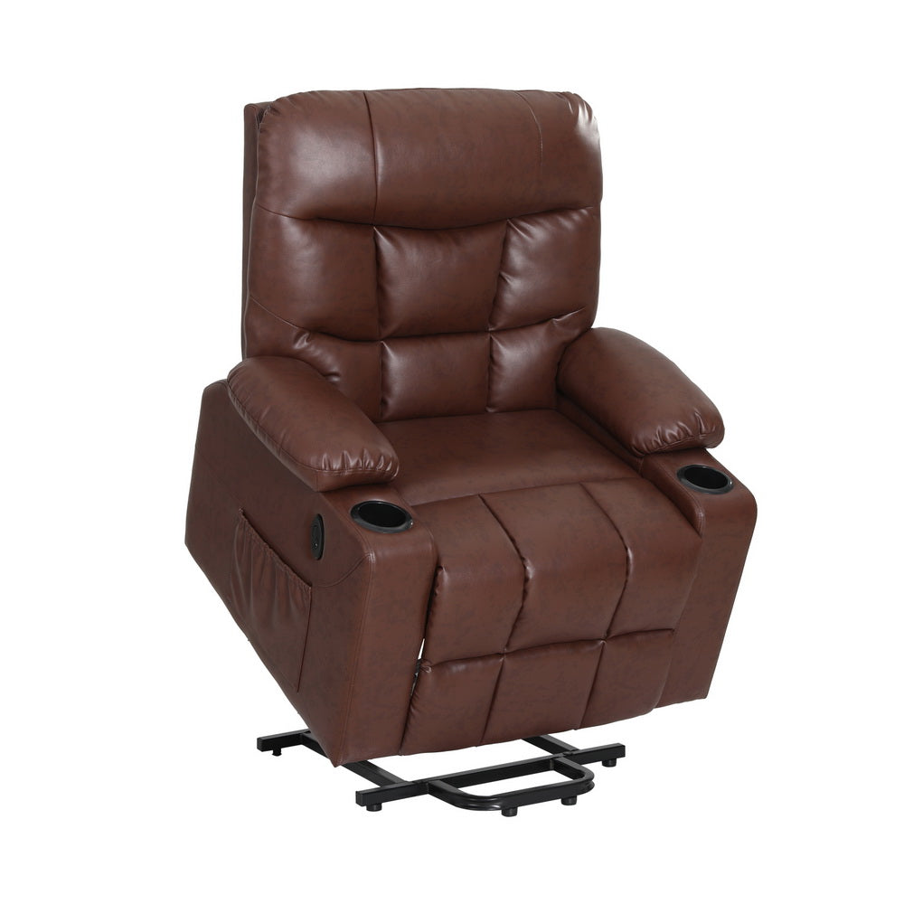 Artiss Recliner Chair Lift Assist Heated Massage Chair Leather Claude-2