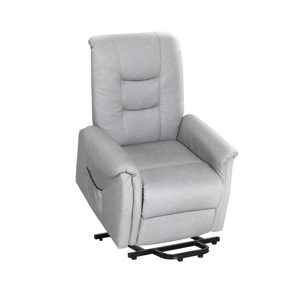 Artiss Recliner Chair Lift Assist Chair Leather Grey-2