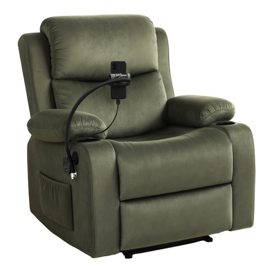 Artiss Recliner Chair Heated Massage Chair with Phone Holder Velvet-0