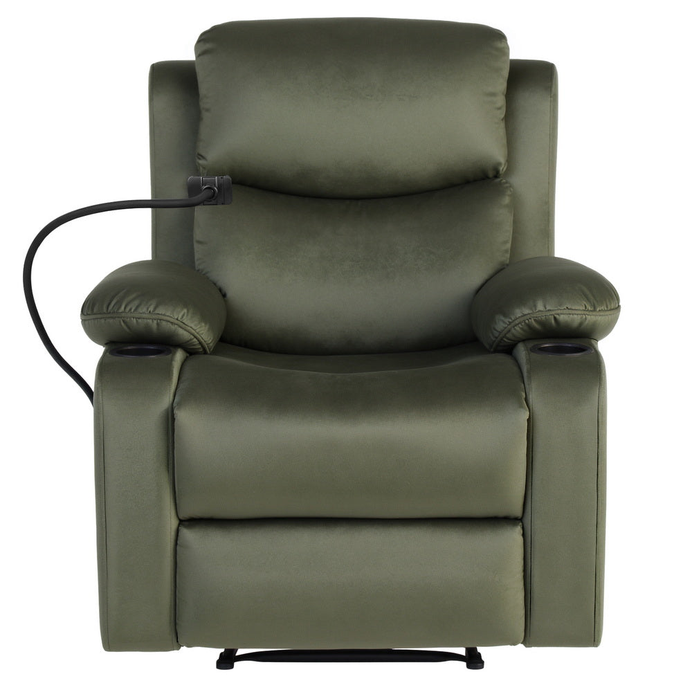 Artiss Recliner Chair Heated Massage Chair with Phone Holder Velvet-1