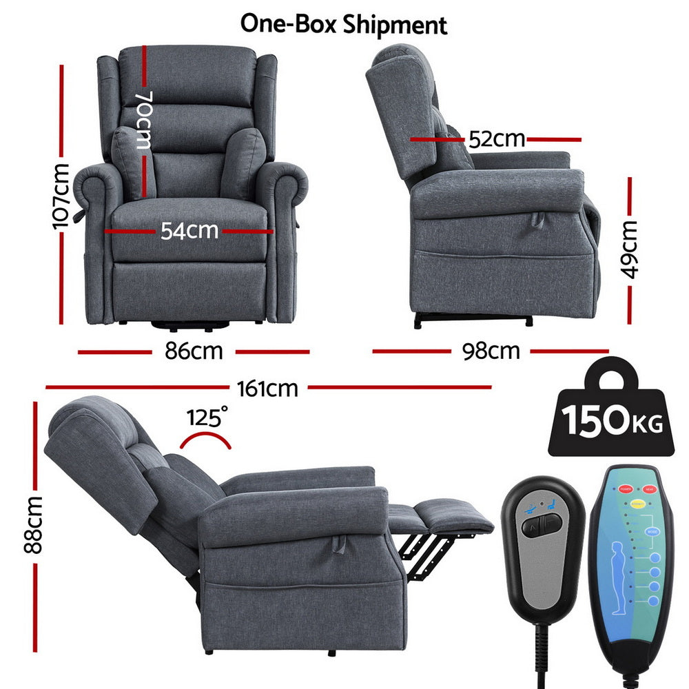 Artiss Electric Recliner Chair Power Lift Massage Heated Recliner Sofa-1