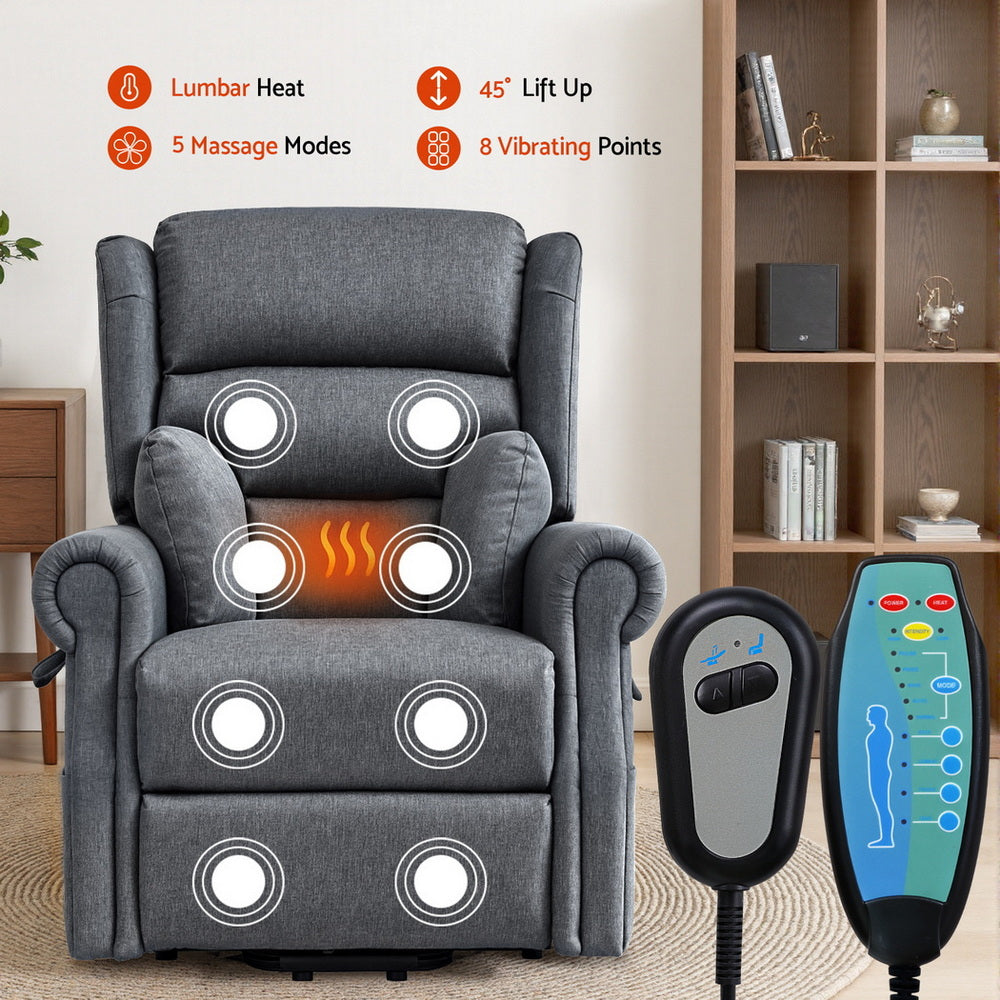 Artiss Electric Recliner Chair Power Lift Massage Heated Recliner Sofa-3
