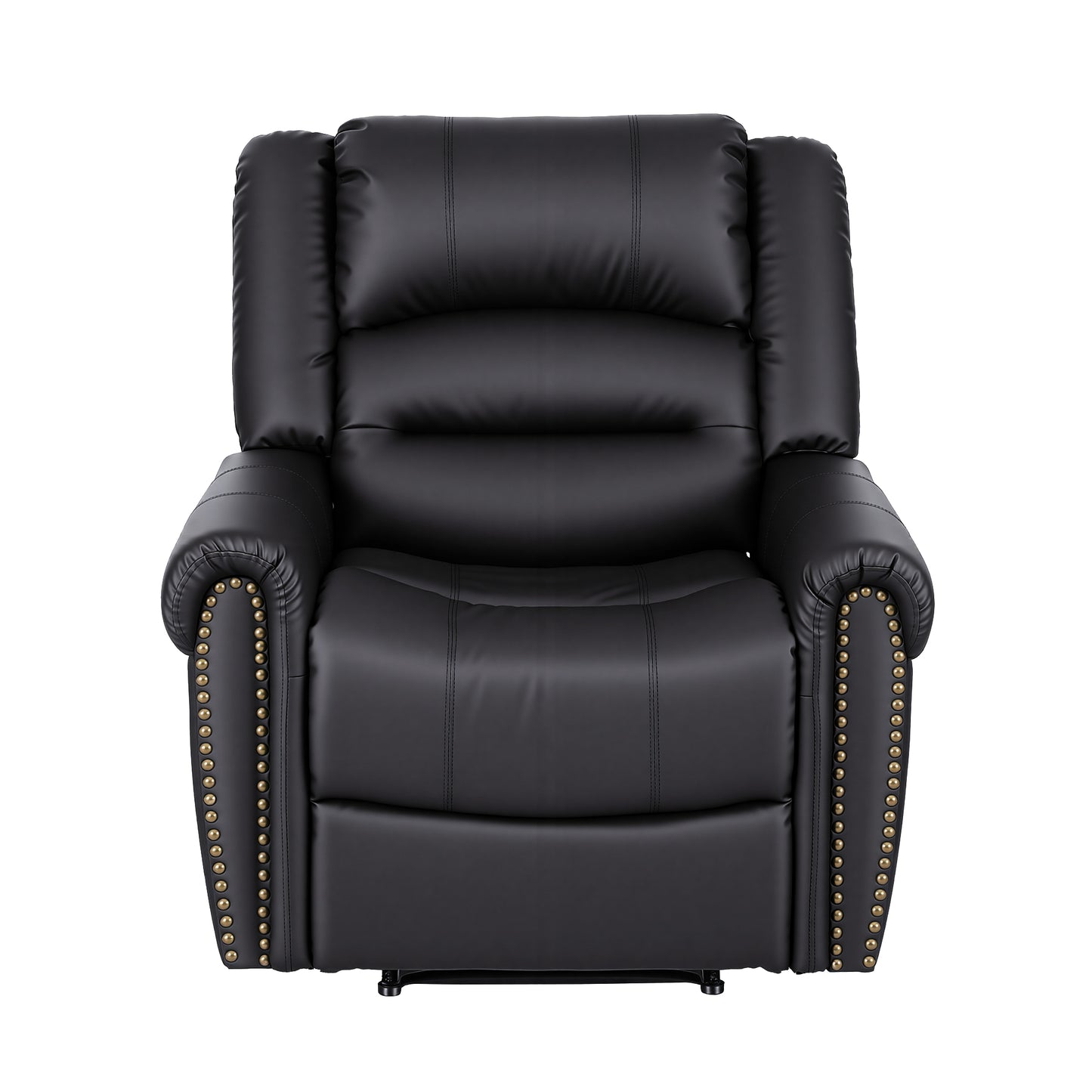 Artiss Leather Manual Recliner Chair with USB Charge Port, Overstuffed Armchair Sofa for Living Room and Nursery, Asjustable Theater Reclining Lounge with Comfortable Wide Seat, 150kg Capacity, Black