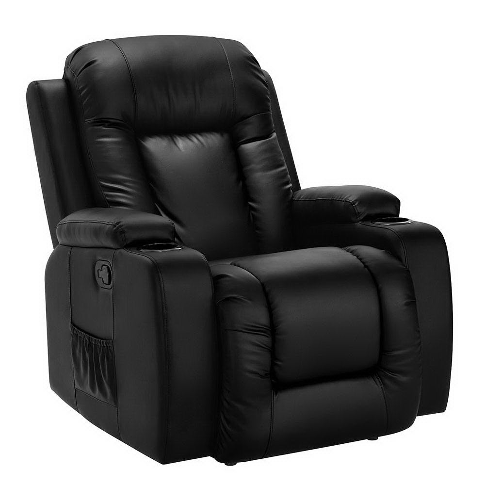 Artiss Recliner Chair Electric Heated Massage Chairs Faux Leather Cabin-0