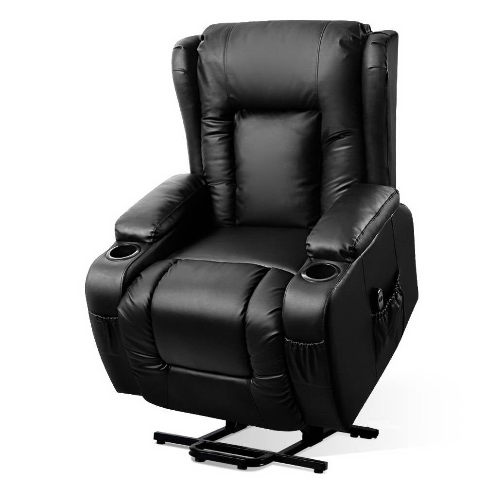 Artiss Recliner Chair Lift Assist Heated Massage Chair Leather Rukwa-0