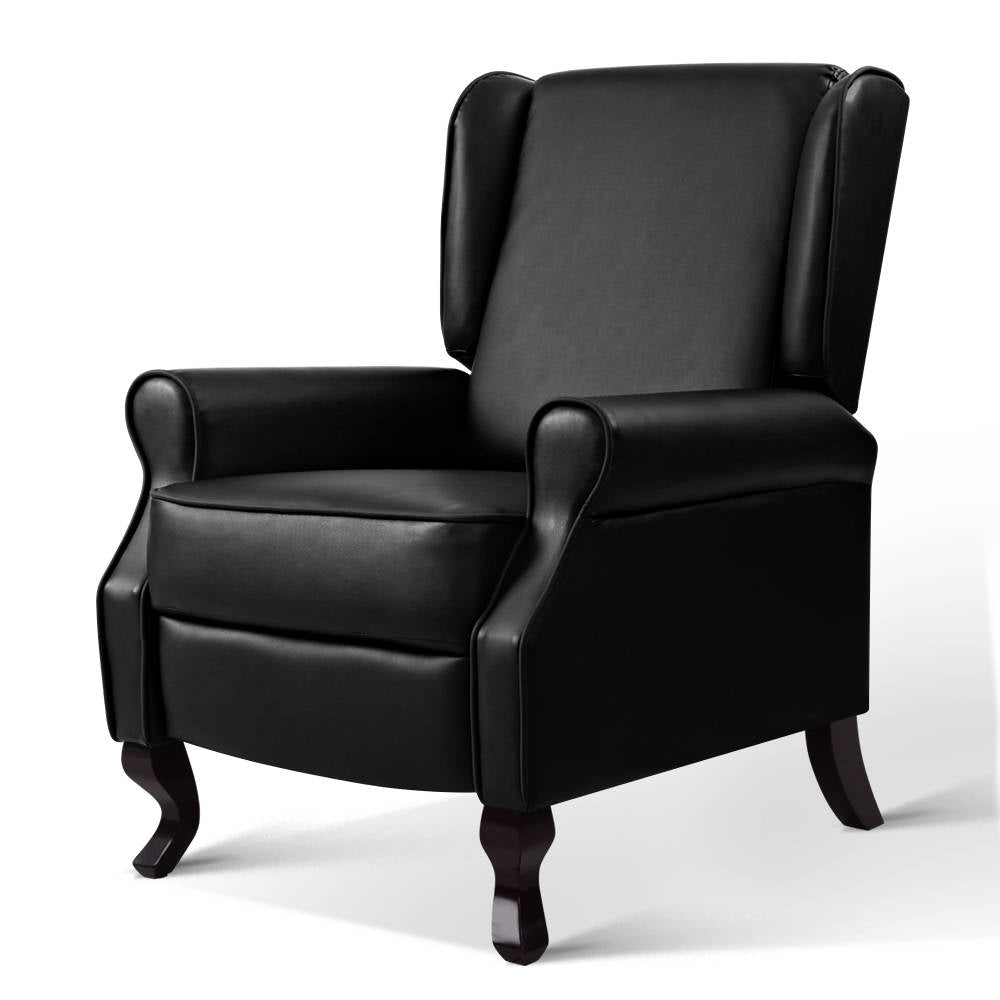 Artiss Recliner Armchair Black Faux Leather Domini-0