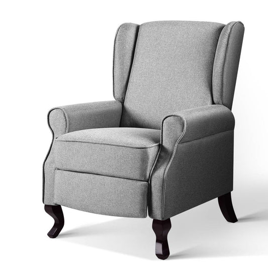 Artiss Recliner Armchair Grey Fabric Domini-0