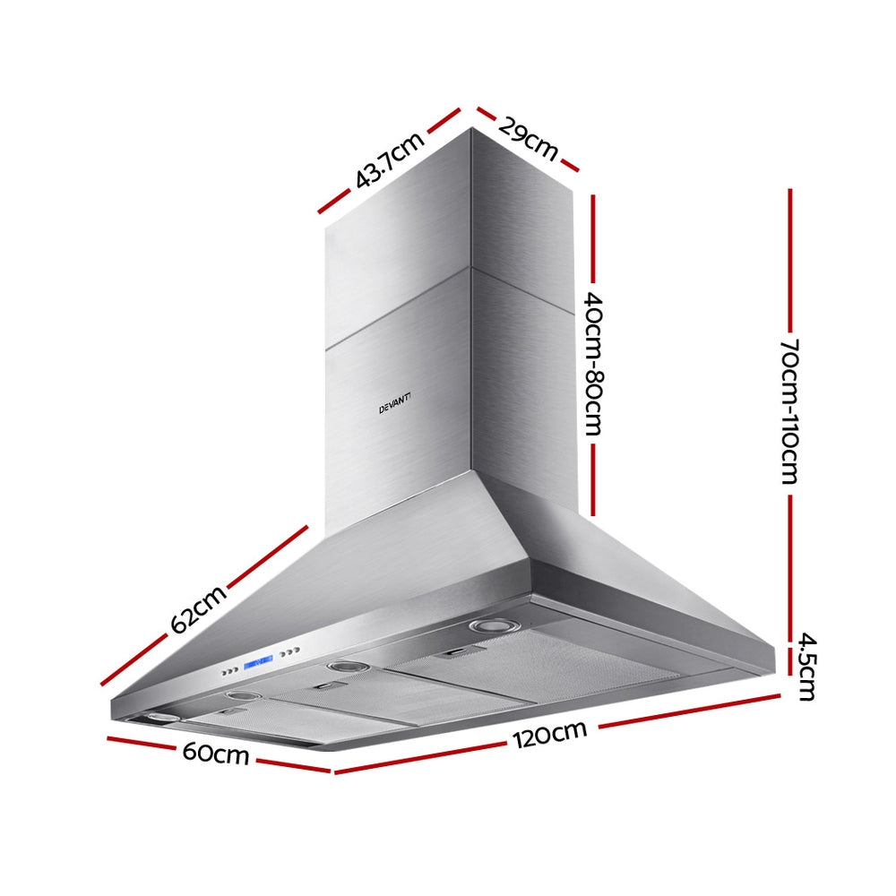 Devanti 1200mm Range Hood 120cm BBQ Commercial Rangehood-1