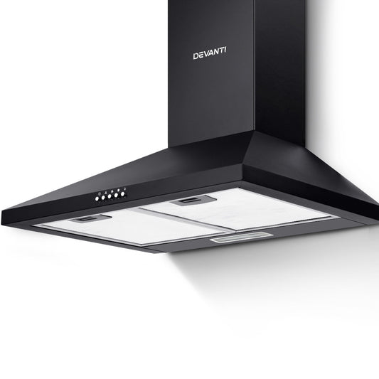 Devanti 600mm Range Hood 60cm Rangehood Black-0