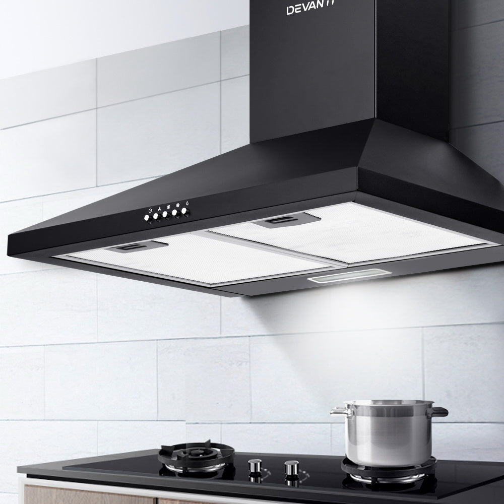 Devanti 600mm Range Hood 60cm Rangehood Black-6