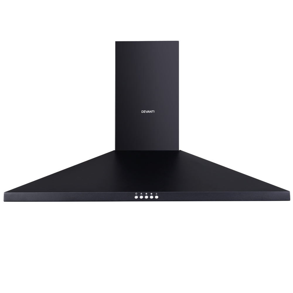 Devanti 900mm Range Hood 90cm Rangehood Black-2