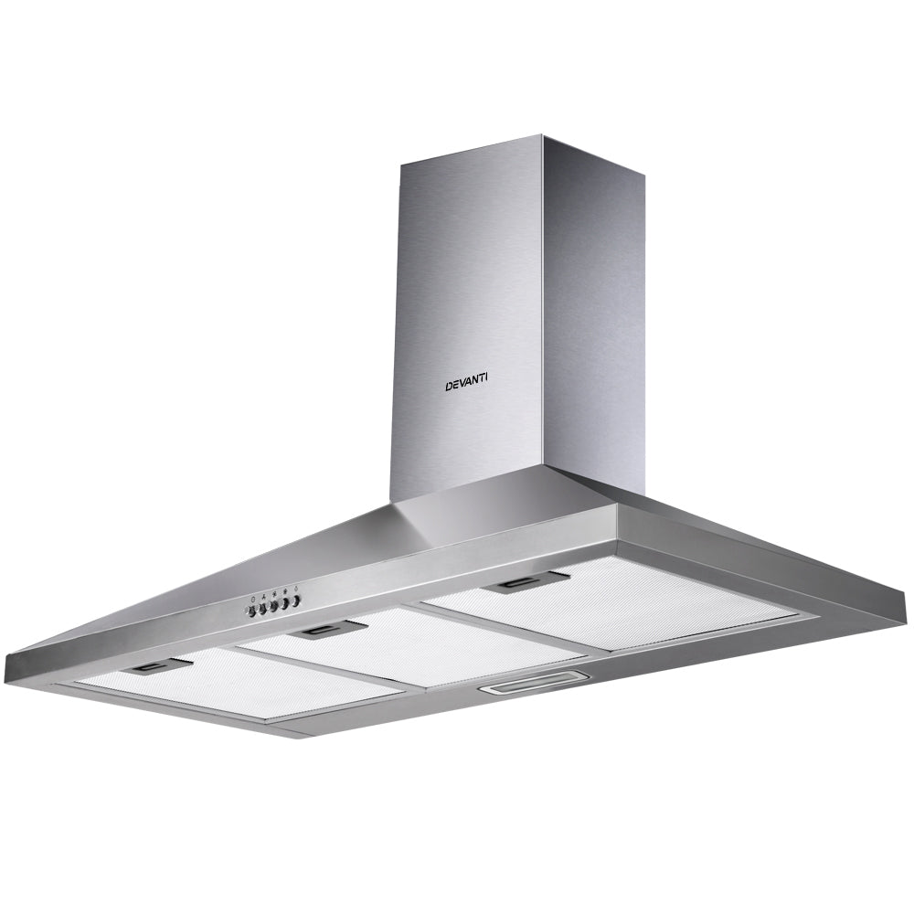 Devanti 900mm Range Hood 90cm Rangehood Stainless Steel-0