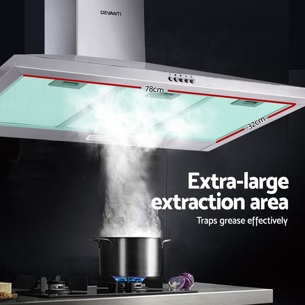 Devanti 900mm Range Hood 90cm Rangehood Stainless Steel-4