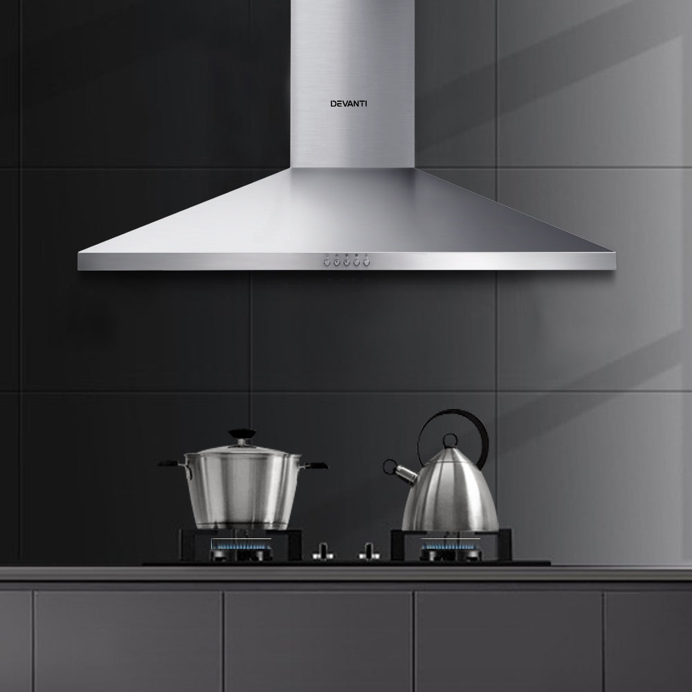 Devanti 900mm Range Hood 90cm Rangehood Stainless Steel-6