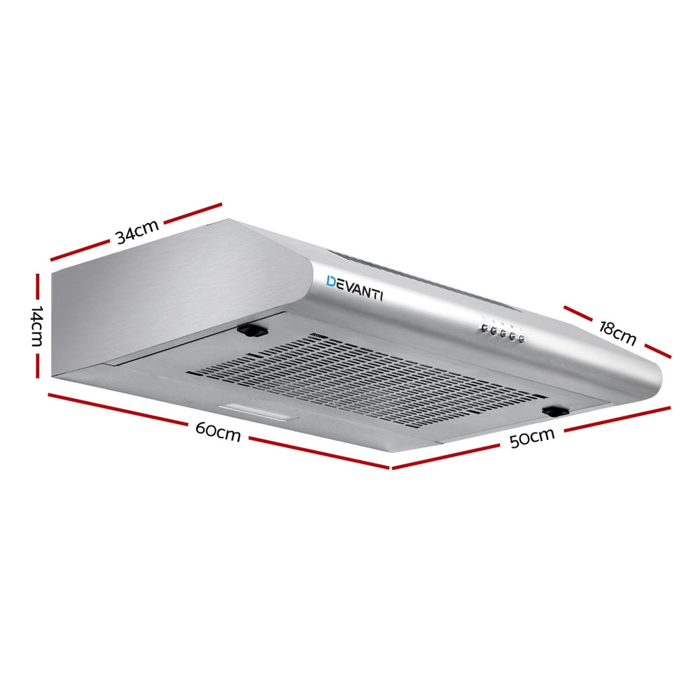 Devanti 600mm Range Hood 60cm Rangehood Stainless Steel-1