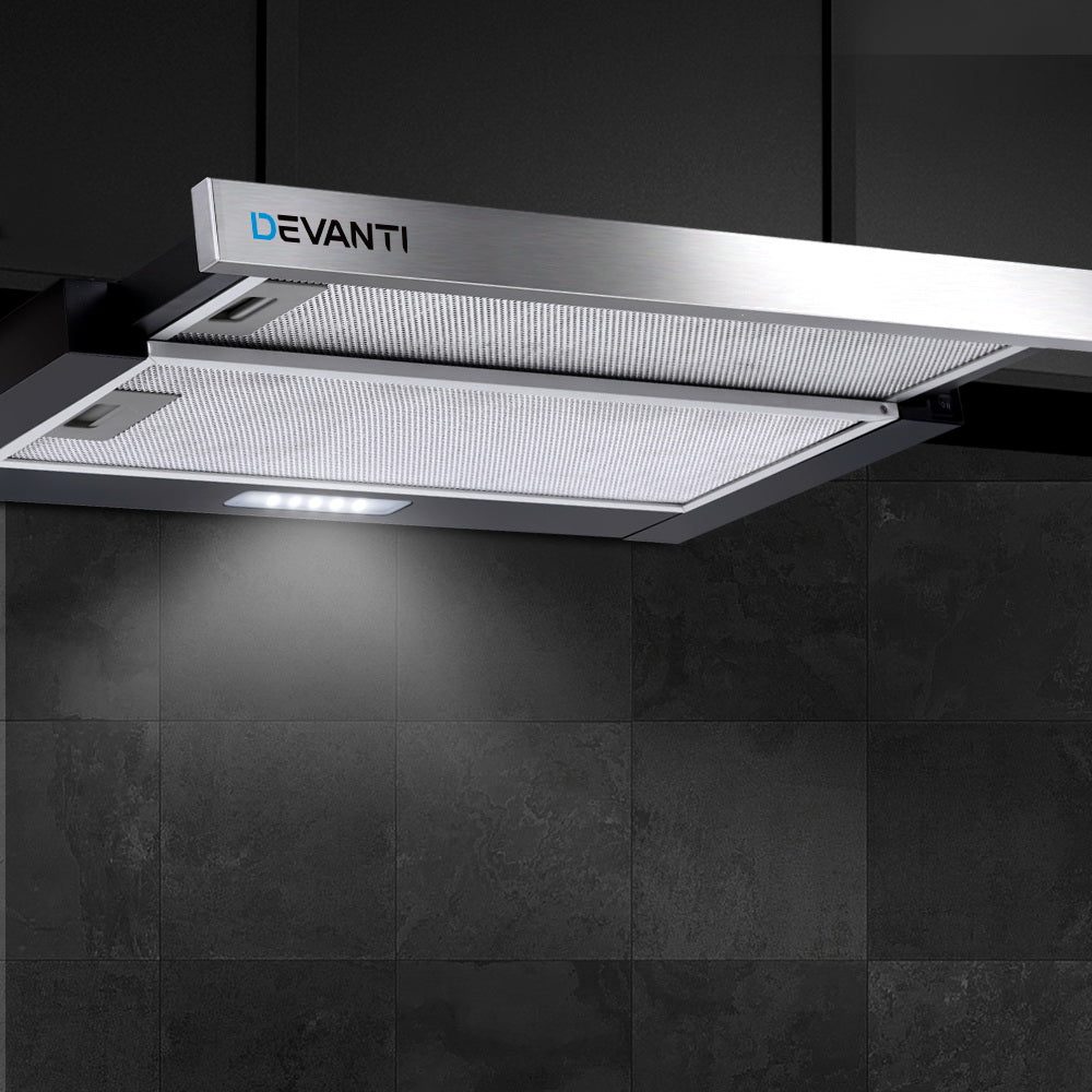 Devanti 600mm Range Hood 60cm Slide out Rangehood Stainless Steel-6