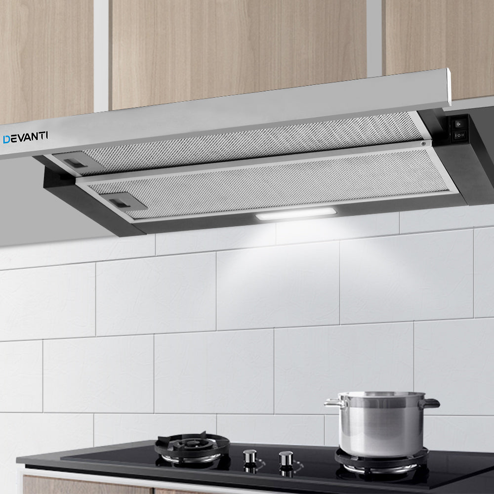 Devanti 600mm Range Hood 60cm Slide out Rangehood Stainless Steel-7