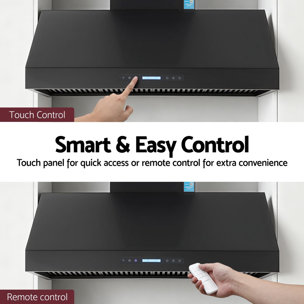 Devanti 1200mm Commercial BBQ Range Hood Dual Motor W/ Remote Control Black-5