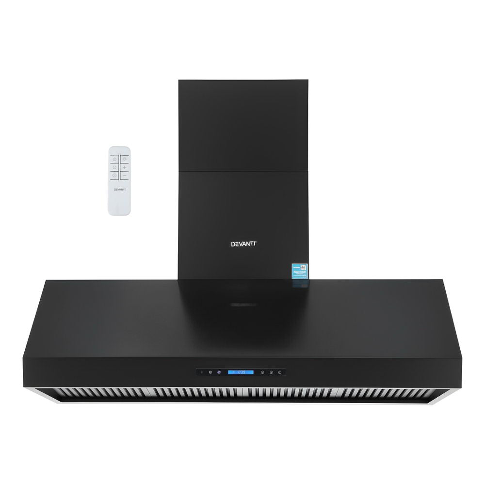 Devanti 1500mm Commercial BBQ Range Hood Dual Motor W/ Remote Control Black-1