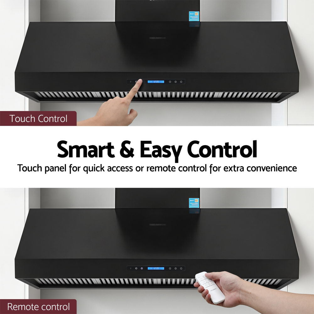 Devanti 1500mm Commercial BBQ Range Hood Dual Motor W/ Remote Control Black-5