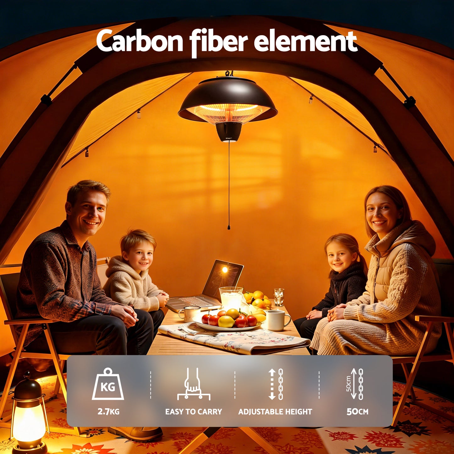 Devanti 1500W Electric Patio Infrared Heater Hanging Heaters Ceiling Mounted Remote