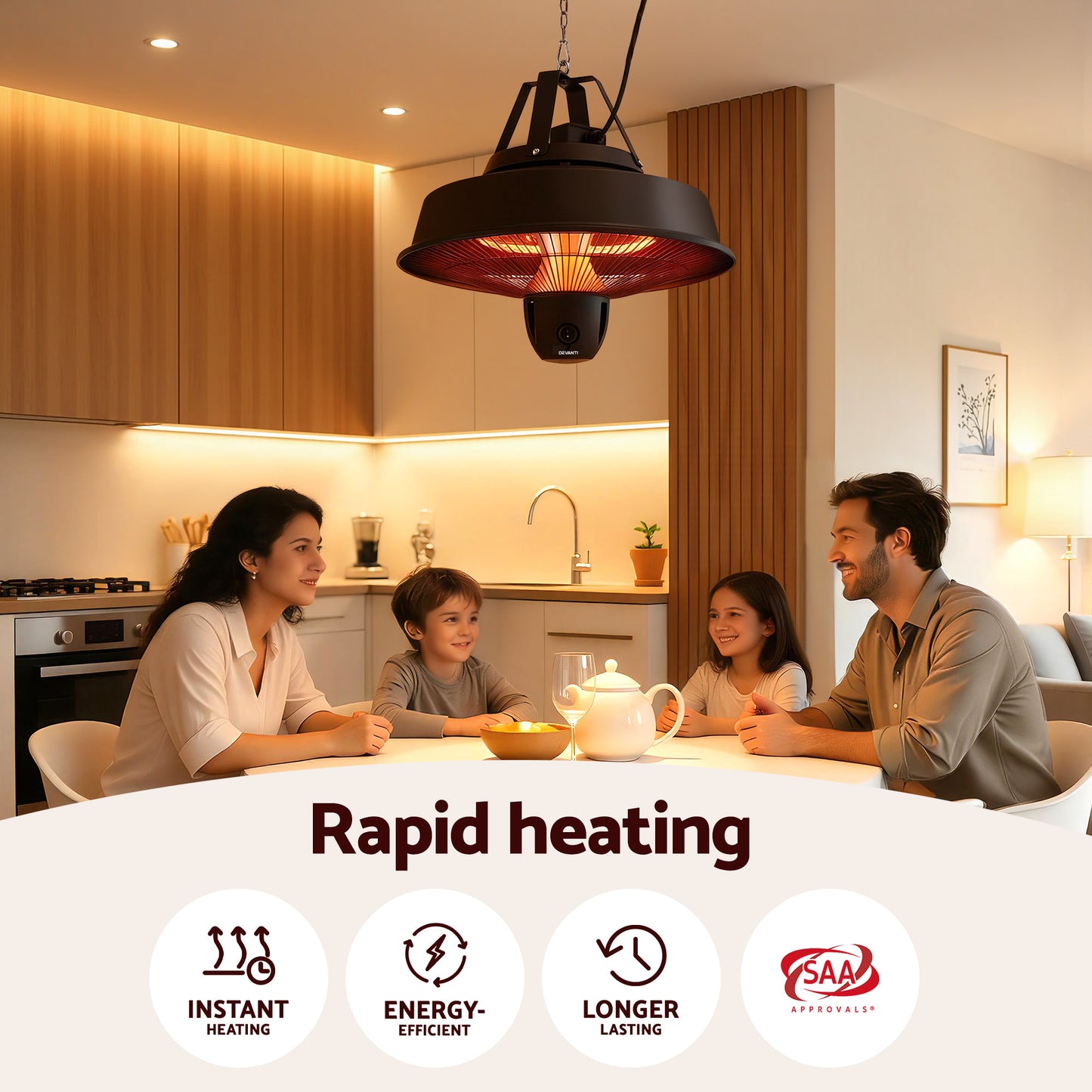 Devanti 2000W Electric Patio Heater Ceiling Mounted Hanging Heaters Remote