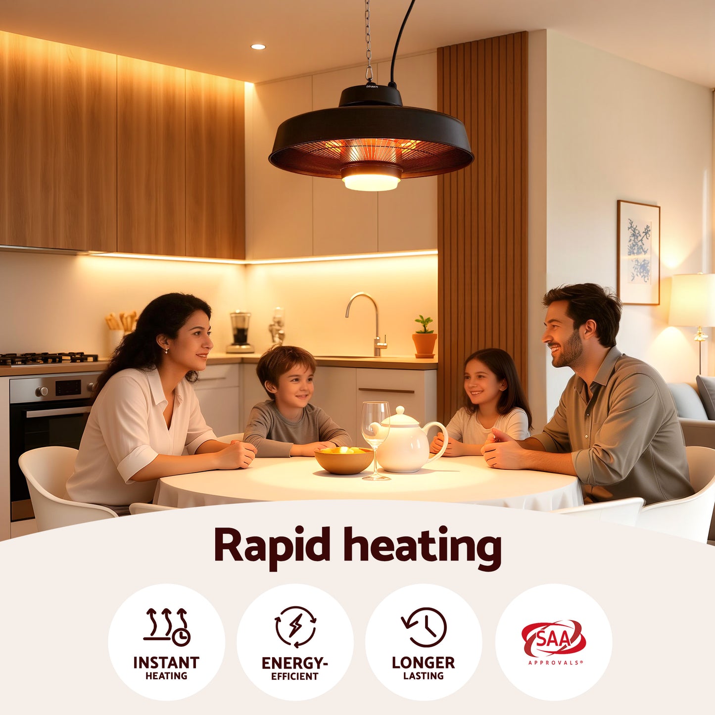 Devanti 2000W Outdoor Electric Patio Heater Ceiling Mount with LED Light Remote