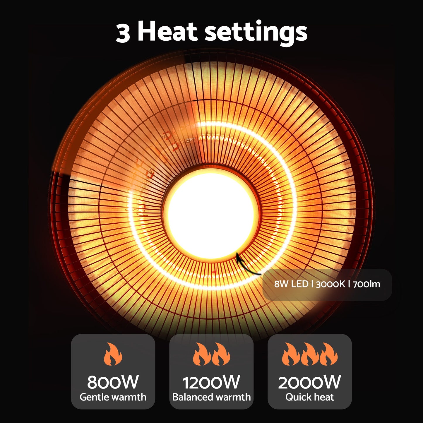 Devanti 2000W Outdoor Electric Patio Heater Ceiling Mount with LED Light Remote