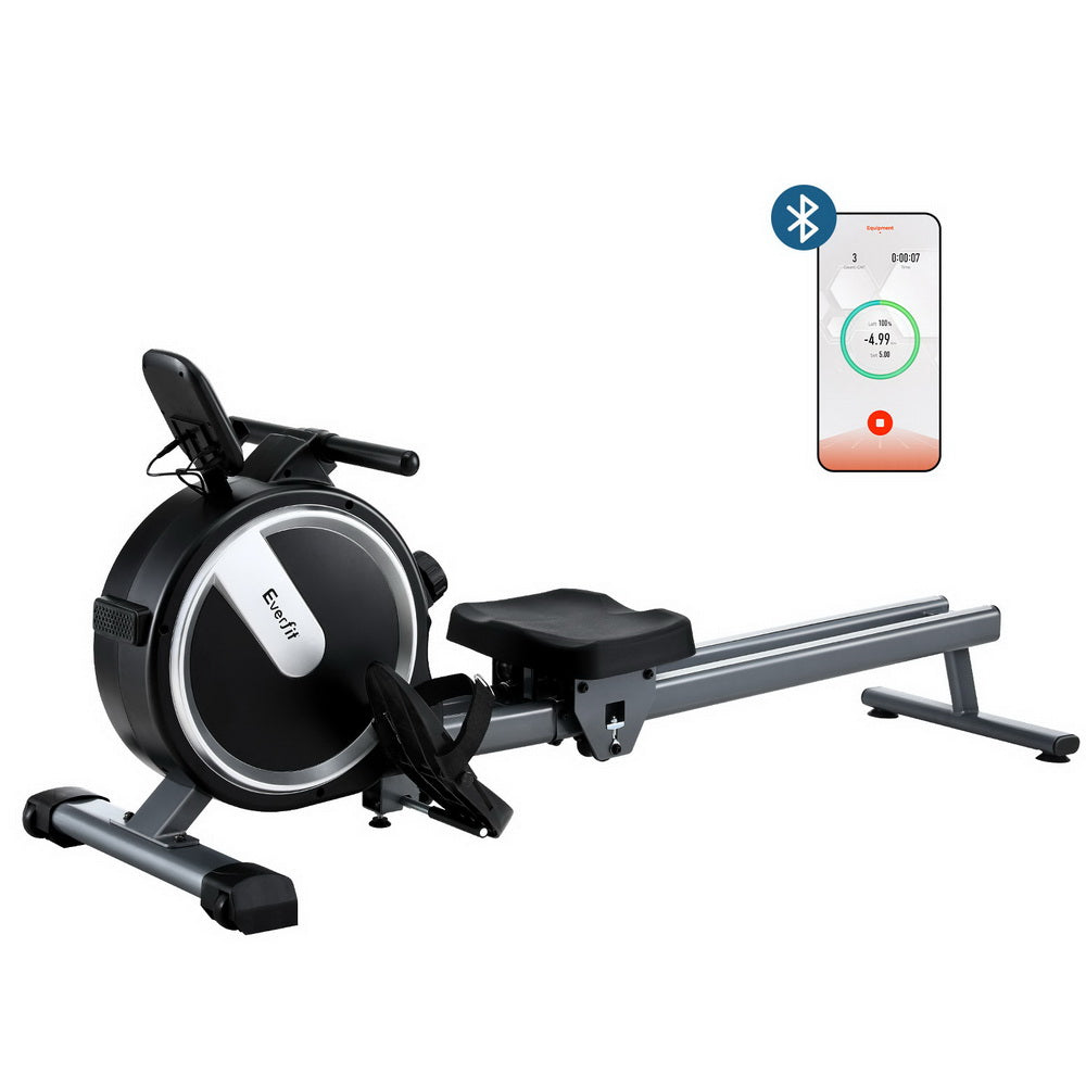 Everfit 16 Level Magnetic Rowing Machine for Home with App Connect Black-0