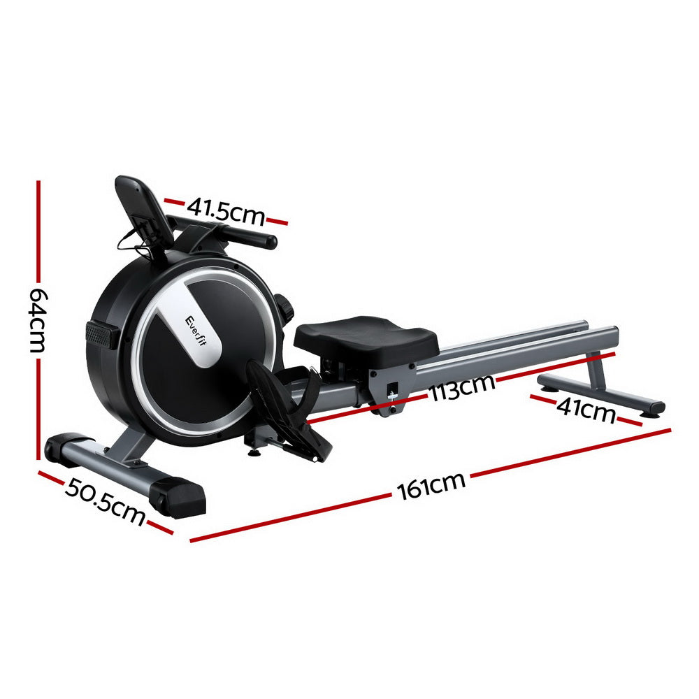 Everfit 16 Level Magnetic Rowing Machine for Home with App Connect Black-1