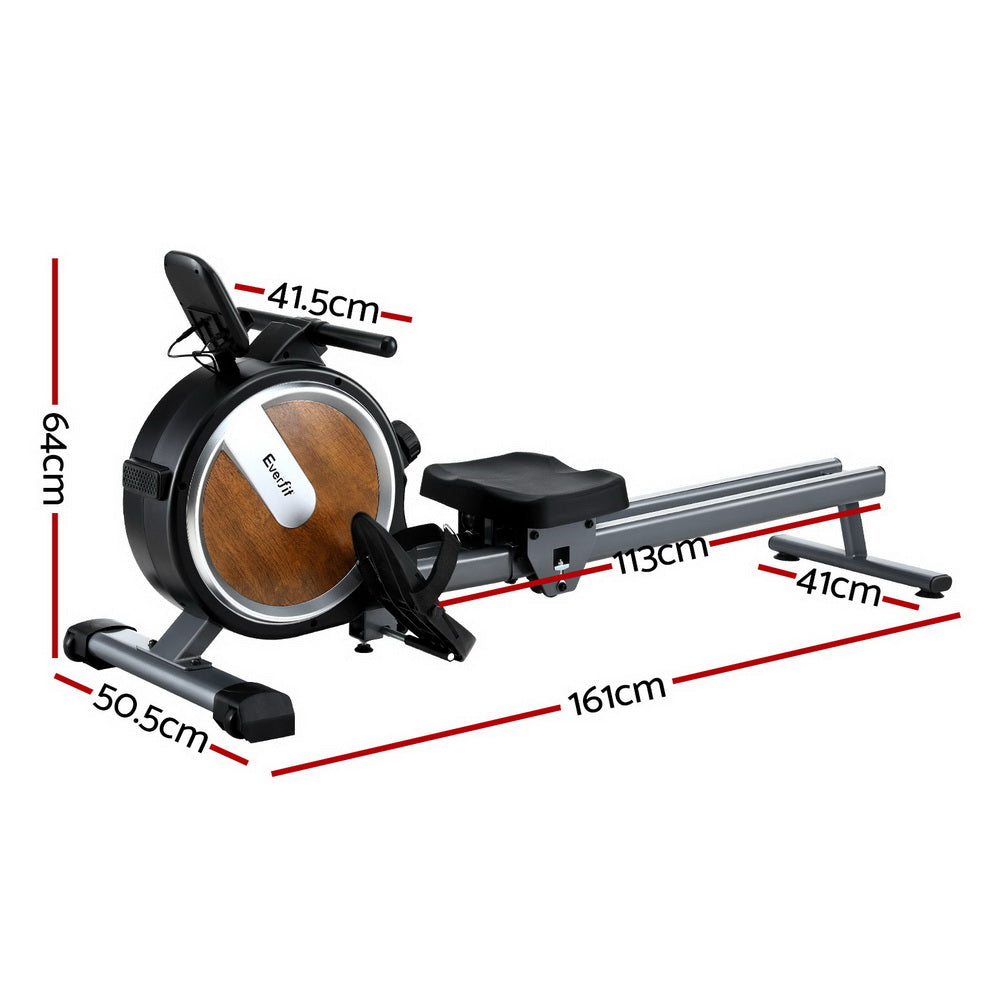 Everfit 16 Level Magnetic Rowing Machine for Home with App Connect Walnut-1