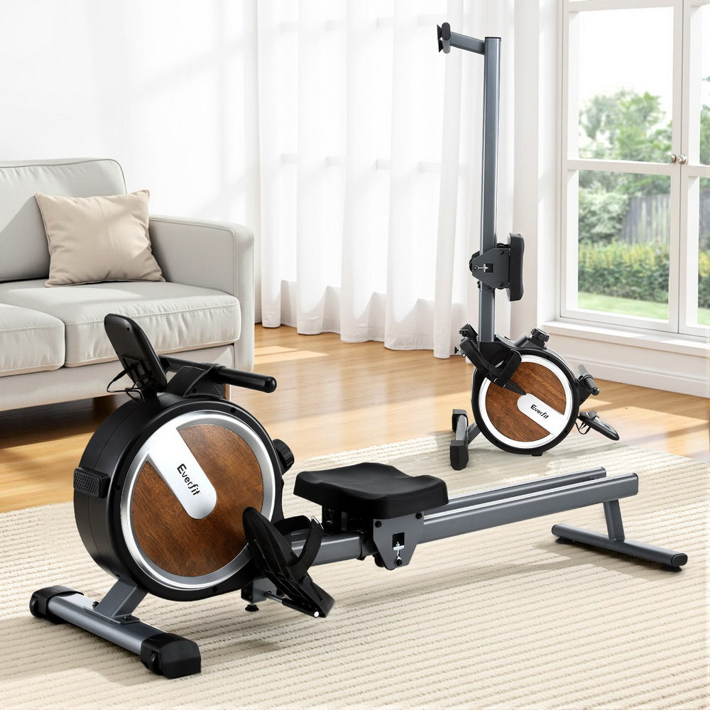 Everfit 16 Level Magnetic Rowing Machine for Home with App Connect Walnut-6