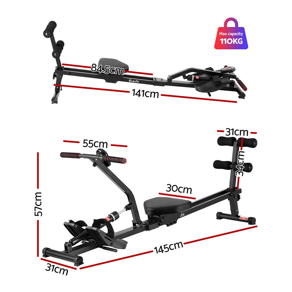 Everfit Hydraulic Rowing Machine Rower 12 Levels Resistance Exercise Fitness Gym Cardio-1