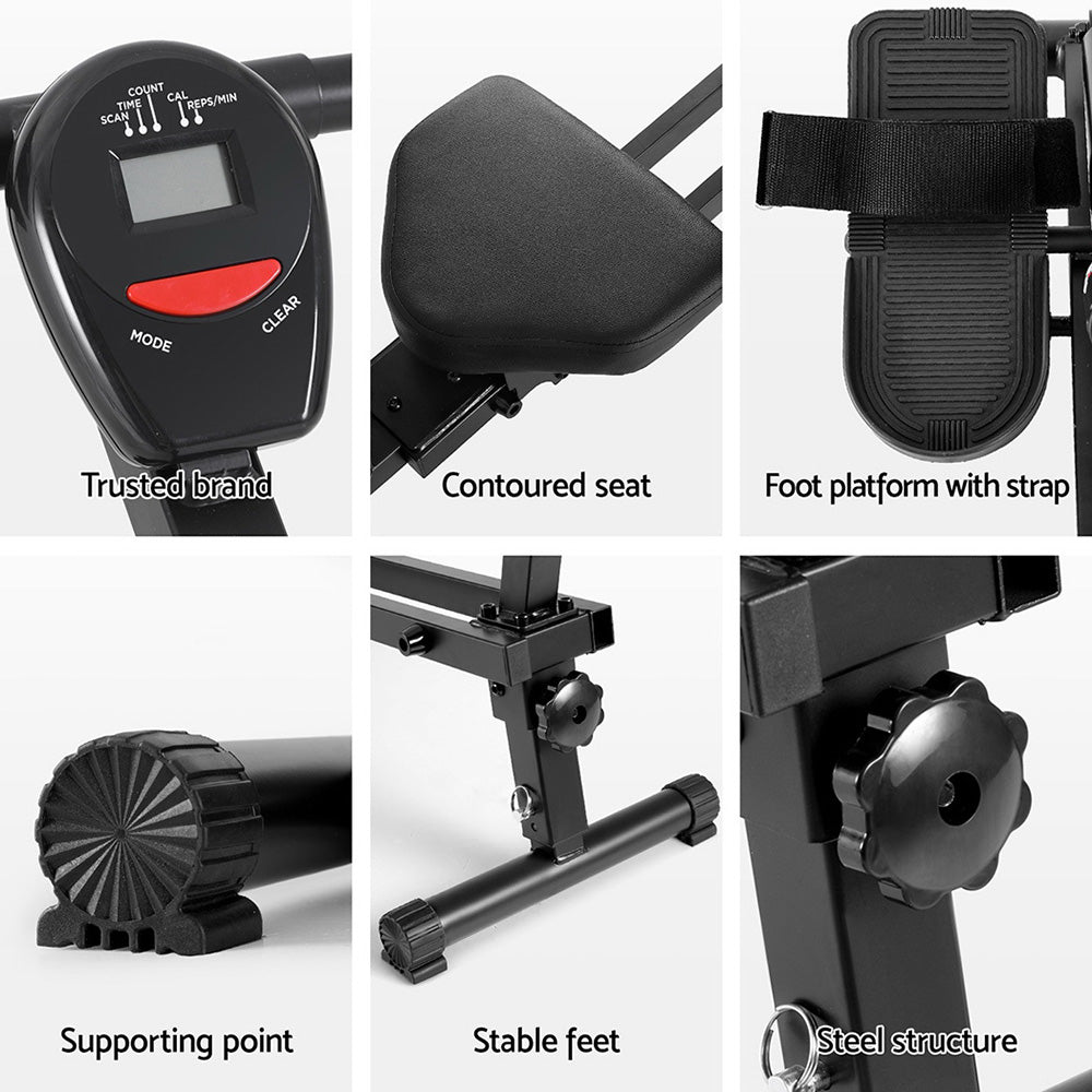 Everfit Hydraulic Rowing Machine Rower 12 Levels Resistance Exercise Fitness Gym Cardio-5