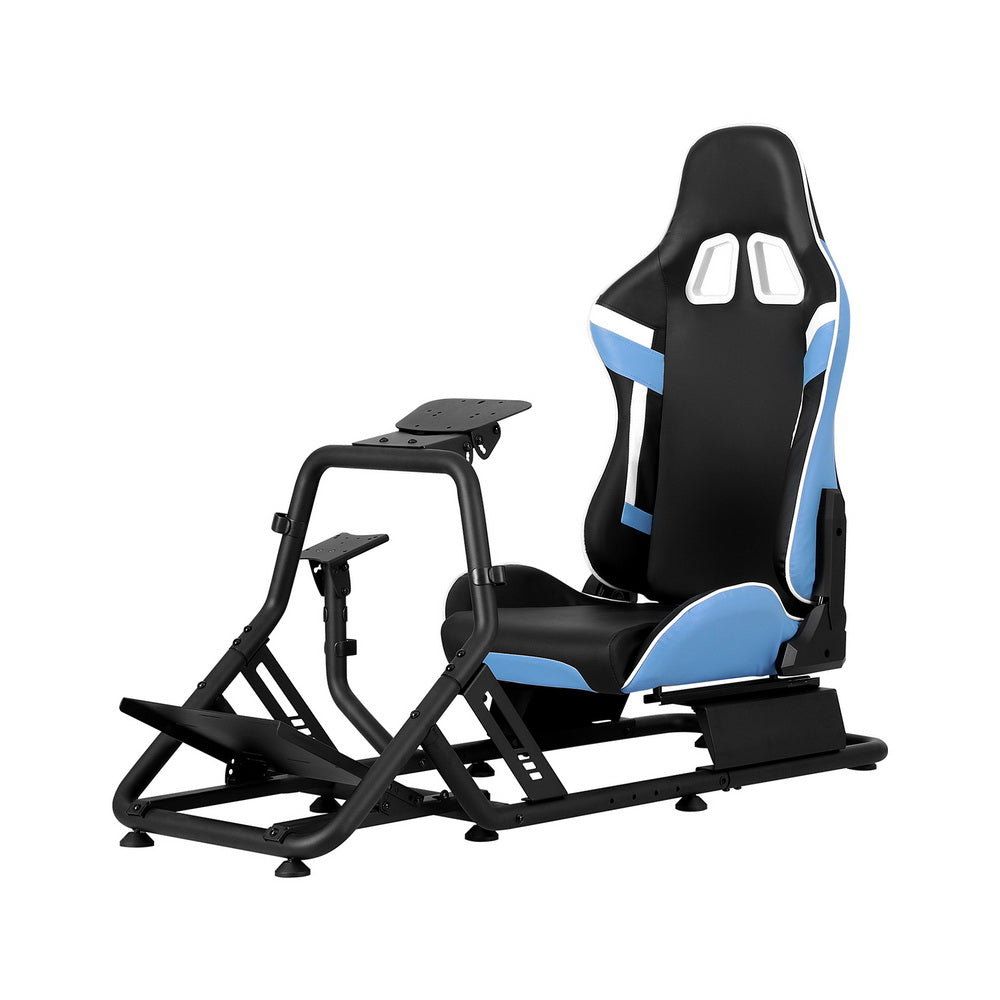 Artiss Racing Simulator Cockpit Steering Wheel Gaming Chair Blue-0