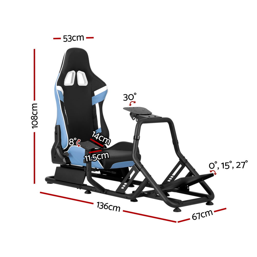 Artiss Racing Simulator Cockpit Steering Wheel Gaming Chair Blue-1