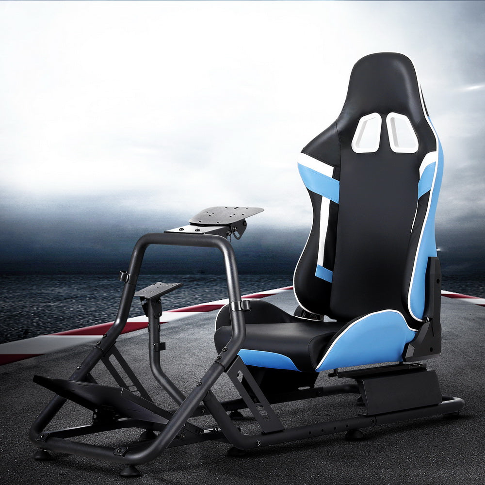 Artiss Racing Simulator Cockpit Steering Wheel Gaming Chair Blue-6