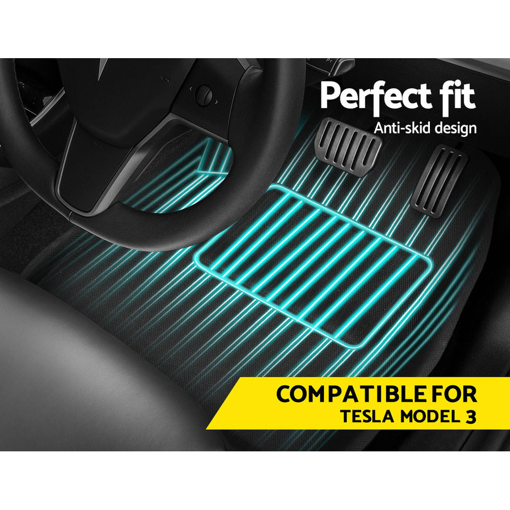 Weisshorn Car Rubber Floor Mats Compatible for Tesla Model 3 Front Rear-2