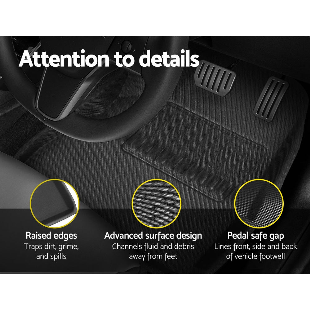 Weisshorn Car Rubber Floor Mats Compatible for Tesla Model 3 Front Rear-4