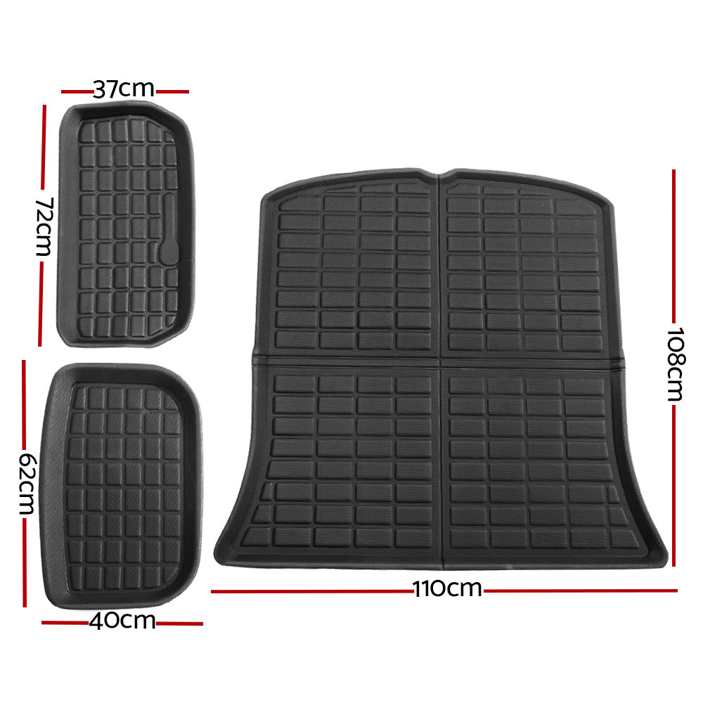 Tesla Model Y 2021-2024 Rear Well Front Cargo Trunk Toolbox Boot Liner Floor Mat-1