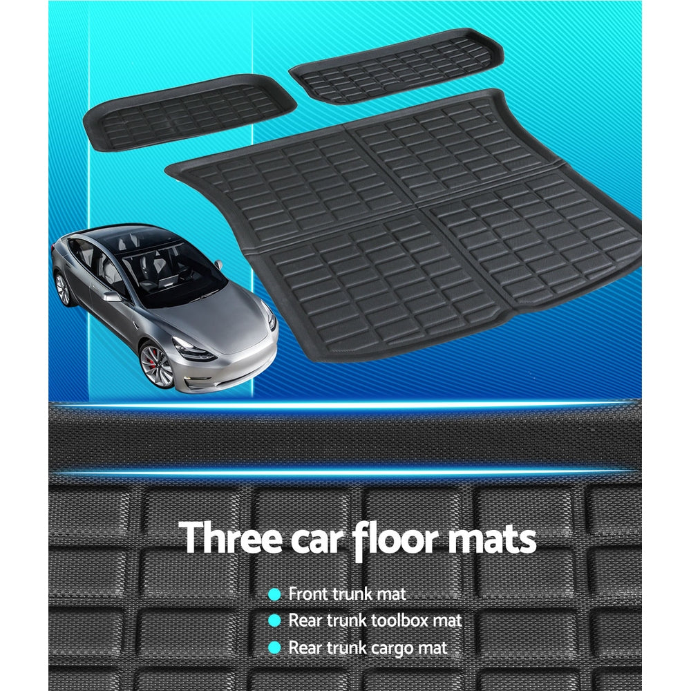 Tesla Model Y 2021-2024 Rear Well Front Cargo Trunk Toolbox Boot Liner Floor Mat-3