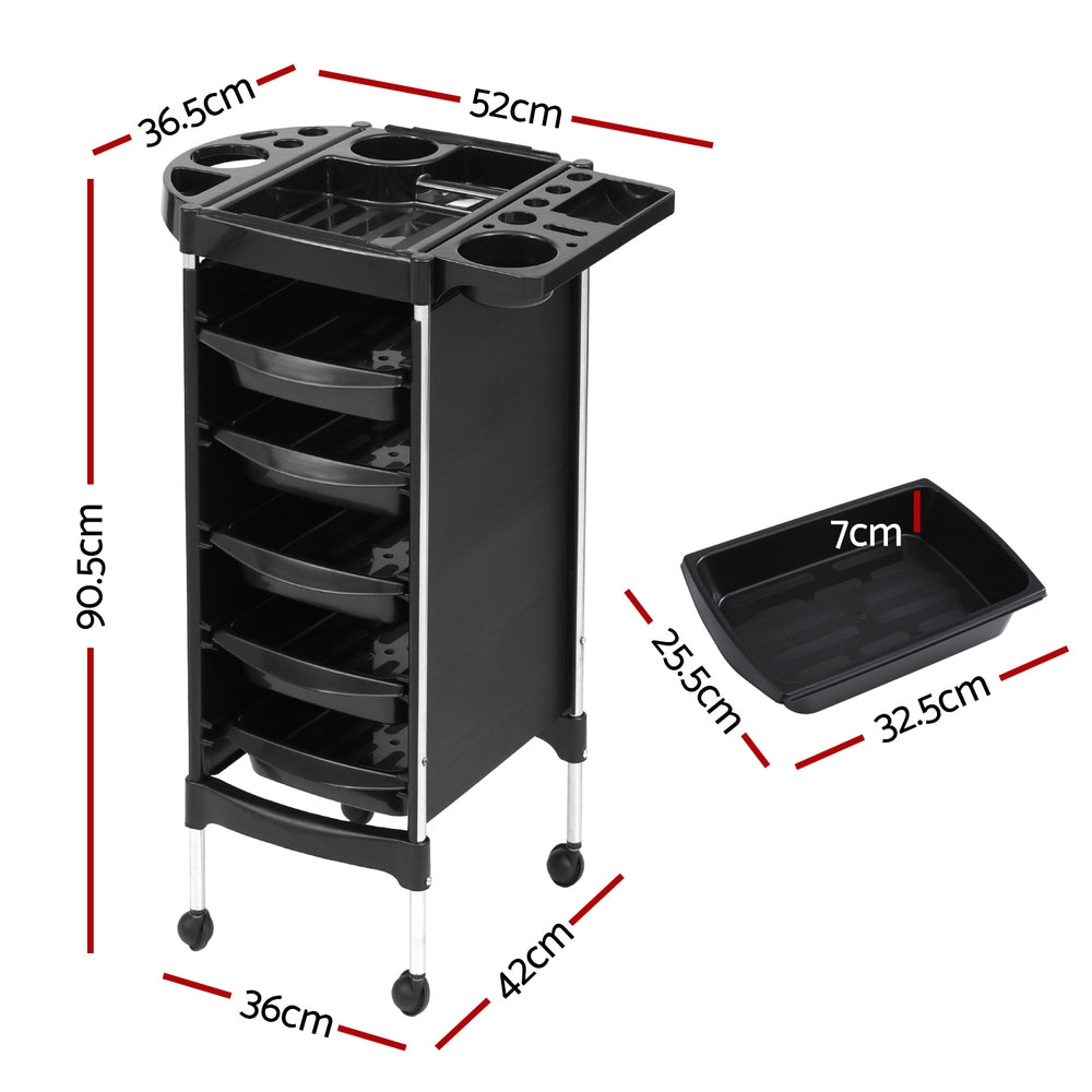 Embellir Salon Trolley Cart Spa Beauty Rolling Tray Hairdressing Storage 6 Tiers-1